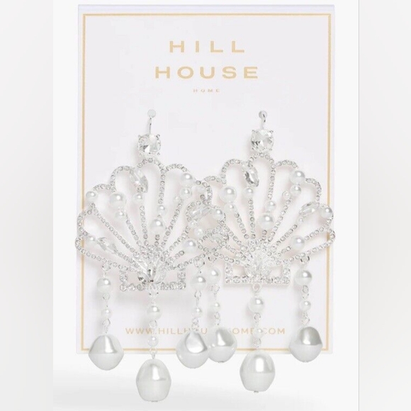 Hill House Bling Mermaid Princess Seashell Earrings Silver Pearl NWT - Picture 2 of 3